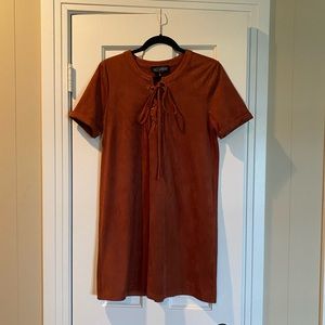 Sweet Wanderer Soft Burnt Orange Lace Up Dress
